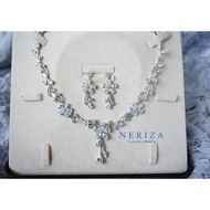 Neriza Jewelry/เครื่องประดับเจ้าสาวเพชรสังเคราะห์สร้อยคอ ต่างหูจัดส่งฟรีพร้อมกล่อง รหัสNSW015