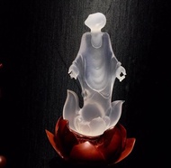 收藏級美貨天然冰晶悟道擺件 雕工精細 奶油冰全淨無暇 難得精品