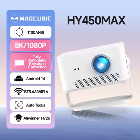 Magcubic HY450 MAX 1100 Ansi Lumens Projector 1080P Wifi6 Beam 8K Native Android 14 Portable Project
