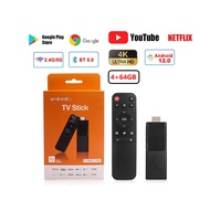 Android 12.0 Smart TV Stick 4K Ultra HD 2.4G/5G Dual-Band WiFi พร้อม Google Play Store และ Netflix