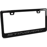 for Chevrolet Corvette C8 Stingray in 3D Dark Gray on Real Carbon Fiber ABS Plastic License Plate Fr