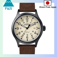 Timex Expedition Scout Field Watch – 40 mm Matte Black Case with Brown Leather Strap