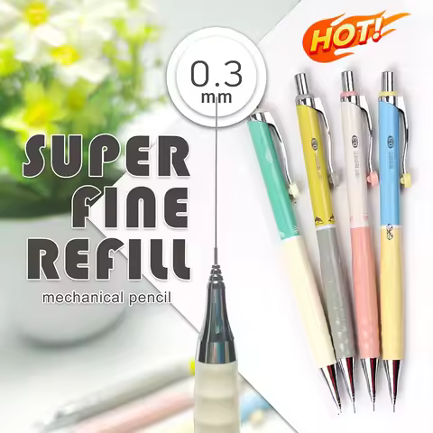0.3MM Automatic Pencil with Lead Set Ultra-Fine Refill No Sharpening Continuous Lead Out for Writing