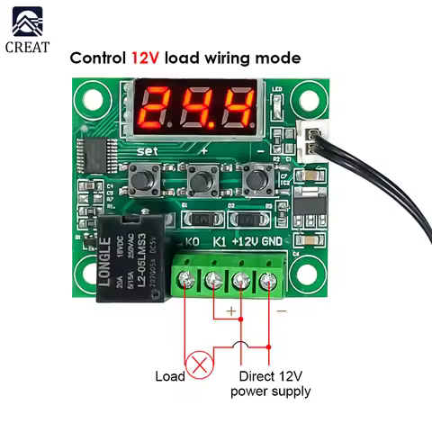 W1209 Red Blue LED Digital Thermostat Temperature Control DC 5V 12V 24V Thermometer Module + NTC Wat