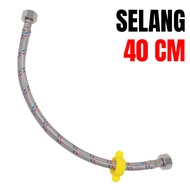 Selang Pipa Hose Flexibel 1/2 Inch Anyam Sambungan Shower Toilet Wastafel Bahan Plastik PVC 40Cm G-5