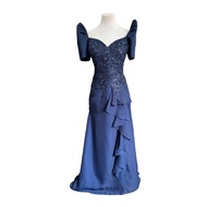 Modern Filipiniana Dress Rust Orange Serpentina style