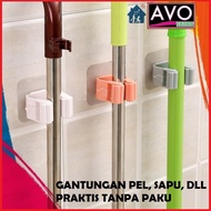 GANTUNGAN Broom holder hanger wall mounted handle mop broom holder
