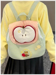 Balo Apple Mint Green Stripes Dung Tích Lớn Phong Cách Hoạt Hình Mới 2025 Túi Đeo Vai Đôi Cho Học Si