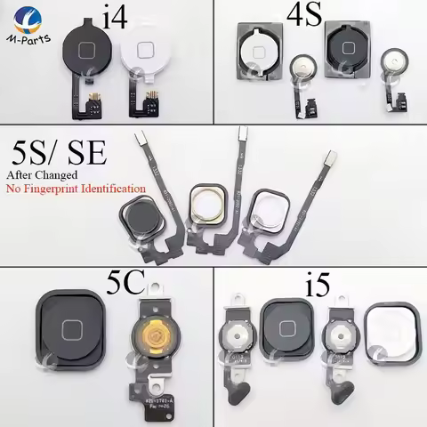 For iPhone 4 4S 5 5S 5C SE Home Button with Flex Cable Menu Button Key Cap High Quality 100% New OEM