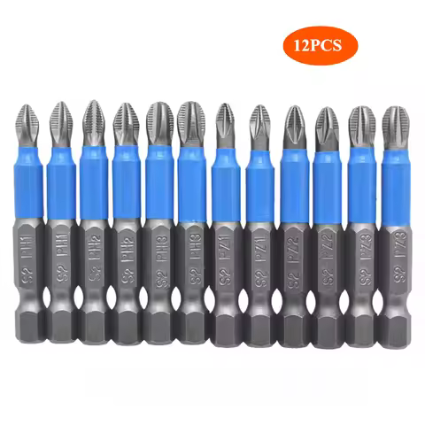12Pcs S2 Steel Magnetic Screwdriver Bits with Box PZ1 PZ2 PZ3 PH1 PH2 PH3 for Electric Drill and Pow