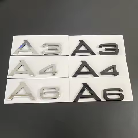 3D ABS Chrome Black A3 A4 A6 Logo Letters Rear Trunk Emblem Badge Sticker Decals For Audi A3 A4 A6 C