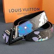 Lv 4cm Printed Belt Alloy Buckle Belt Fashion Casual Men Style