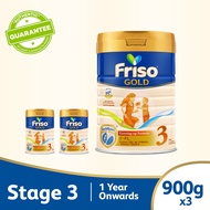 Friso Gold 3 Growing Up Milk with 2-FL 900g for Toddler 1+ years Milk Powder (Bundle of 3)