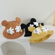 Stock Selangor (2-8y)Kids Mickey 3D Large Palm Bucket Beach Outdoor Colorful Fisherman Hat Sun Prote