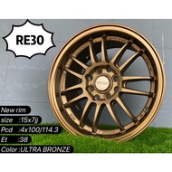 RE30 New sport rim 15x7jj 4x100 4x114.3 Et38 BRONZE JOHOR BARU