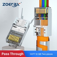 ZoeRax RJ45 Cat7 & Cat6Aผ่านตัวเชื่อมต่อ8P8C 50UMชุบทองShielded FTP/STP | EZ RJ45เสียบเครือข่าย