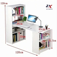 Computer Desk, Study Desk, Desk with Bookshelf Office 2X Decor - 2X206