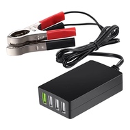 12V/24V to 5V 4-Port USB Charger Multiport Usb Charger with Battery Clip for Other Smart Phone &amp; Tablets