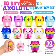 Axolotl Salamander Squishy Toy 10Pcs 1Set PU Foam Slow Rising Squeeze Gift 10Pcs 1Set Axolotl Salama