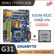G31 Motherboard DDR2 LGA 775 Pin SATA II 4GB G31M-ES2C Socket MATX with Free Intel E5800 or E8500 CP