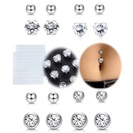 Fake Belly Ring Stick On Fake Belly Piercing Jewelry  Button Rings Heart CZ Stainless Steel Fake Bel