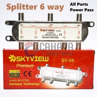 Splitter 6 Way Skyview Evinix Antena Cabang TV untuk STB Set top box CATV Booster Modulator