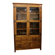 【吉迪市100%全柚木家具】ETBC007 柚木玻璃雙門高書櫃 收納櫃 櫃