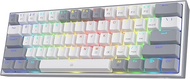 Redragon K617 Fizz 60% Wired RGB Gaming Keyboard, 61 Keys Compact Mechanical Keyboard w/White and Gr