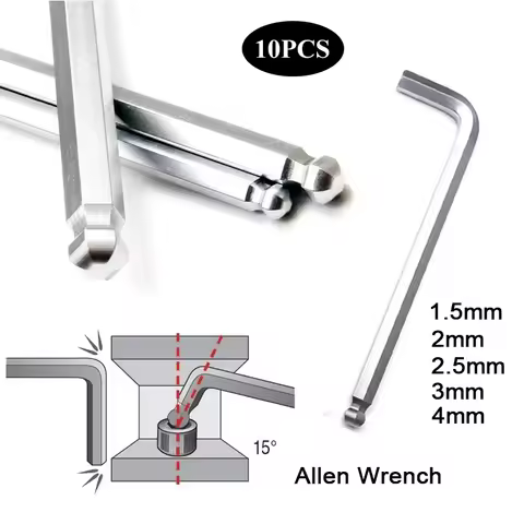 10Pcs L Hexagon Allen Key Wrench Ball End Spanner 1.5mm 2mm 2.5mm 3mm 4mm L Hand Repair Allen Metric