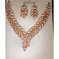 DHWANI Rose Gold Crystal Necklace & Earrings Set | Elegant Bridal & Party Jewellery | Premium Imitat