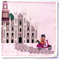 Furla Vintage Handkerchief Fashionista Riding a Motorcycle 20 x 20 inches