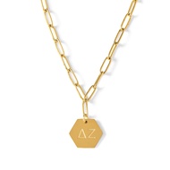Sorority Shop Delta Zeta Paperclip Necklace — DZ 18K Gold Plated Sorority Gifts Necklace, Long-Lasti
