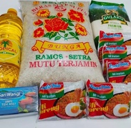 Paket Sembako Murah/Sembako Lengkap/sembako anak kos 4(Beras ,Minyak,Mie instan,Teh,Gula)