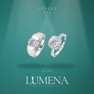 [Lumena] Bundle 004 - Luxe + Queen Moissanite Diamond Adjustable White Gold Plated 925 Silver Ring
