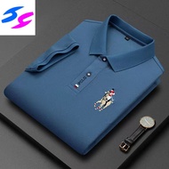 Hy Business Foreign Trade 2023 Summer Men's Short-Sleeved T-shirt Embroidered Lapel plus Size Polo Shirt Young and Middle-Aged Solid Color Top Polo T Shirt Men