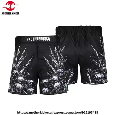 Men's Fight Shorts Skeletons Sublimation Jiu Jitsu Grappling MMA Pants Mixed Martial Arts Athletic S