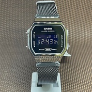 Casio A168WEMB-1B Gunmetal Black Ion-Plated Mesh Vintage Unisex Digital Watch