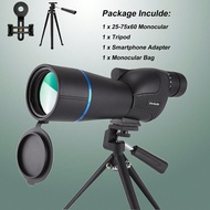 ZhrGoflli 25-75x60 Spotting Scope With Tripod And Phone Adapter Straight Spotter Scope HD BAK4 Water