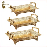 [kokiya] Iron Golden Fruit Tray with Handles Countertop Tray Desert Tray Storage