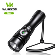 Wurkkos DL02ดำน้ำสกูบาไฟฉาย LED 6500K 3000ลูเมนคานเป็นระยะทาง496เมตรไฟสำหรับดำน้ำมีสวิตช์เหนี่ยวนำแม