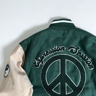 Australia Ghanda Ocean State Distressed Woolen Material Corduroy Stitching Baseball Jacket Long Slee