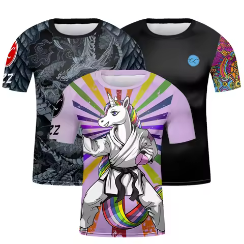 Kids Jiu jitsu gi BJJ Rashguard T-shirt MMA Boxing Club Uniform Tights Short Sleeve Sublimated Gym A