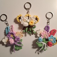 GANTUNGAN Crochet Mini Bouquet Keychain Crochet Flower Bouquet Keychain Crochet Flowers Keychain