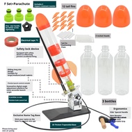 🚀 W&F Free Parachute +1 Nozzle Water Rocket Launcher Kit DIY STEM Toy | Learn Air Pressure & Thrust 