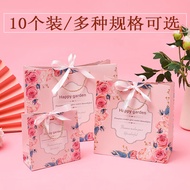 AT-🛫DFULLPink Small Flower Bow Gift Bag Small Gift Item Paper Bag Handbag Opening Ceremony Gift Bag 6KUE