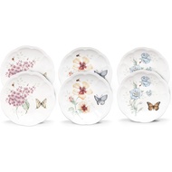 Lenox 817046 Butterfly Meadow 6-Piece Tidbit Plate Set, White, 3.05 LB