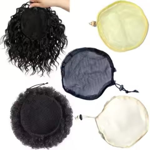 Black Beige Wig Net for Making Afro Puff Bun High Quality Hair Net for Making Ponytail with Elastic