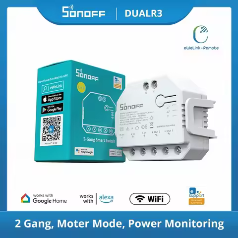 Sonoff Dual R3 Sonoff Dualr3 WiFi Curtain Switch 2-Gang Dual Relay Module Power Metering Control Via