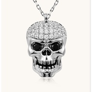GNOCE Skull Necklace 925 Sterling Silver with Stones Jewellery Gift