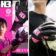 (H3 Copyright) Size 4-11 Children's-Adults Gold Gloves/H3 BLACK PINK Goalkeeper Gloves Finger Safety